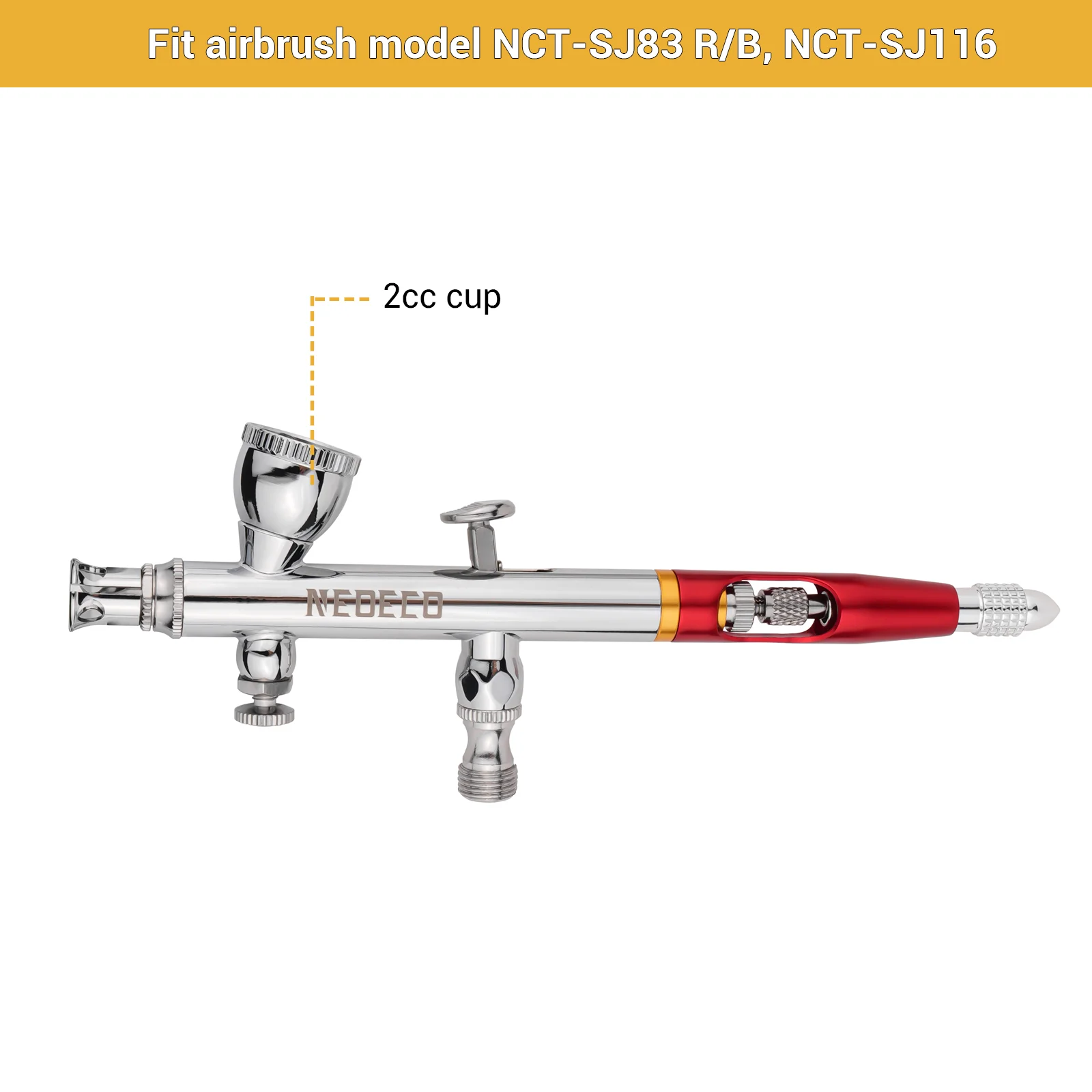 NCT-SJ83 Dual Action Airbrush 2cc 9cc 20cc 40cc Black Red Cups & Handles Replacement Parts Accessories NEOECO 4