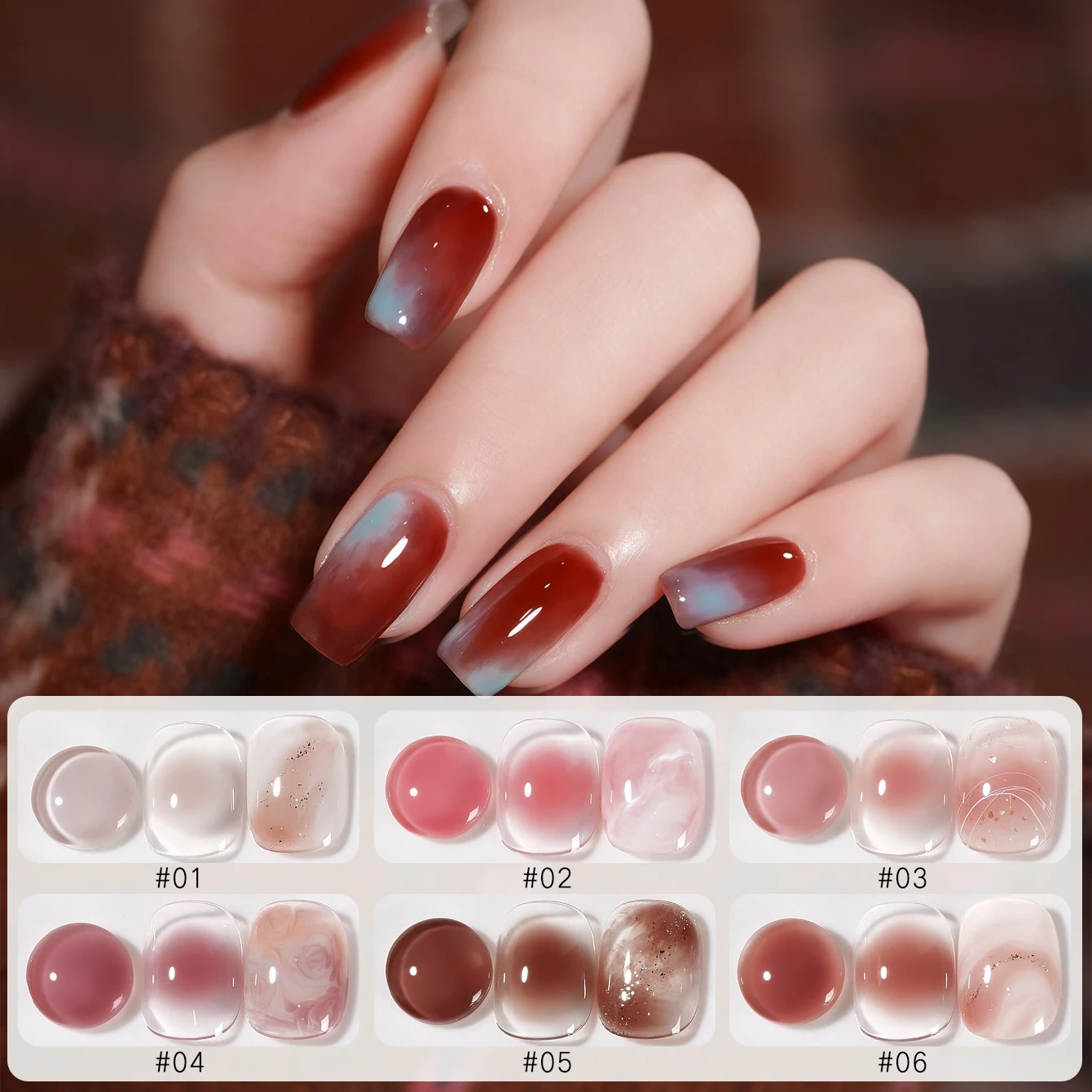 미아넬 10ML 퀵-다이 핑크 시리즈 젤리 젤 네일 폴리쉬 (네일 아트 살롱용) 2026 신상 블러쉬 그라데이션 블렌딩 젤 1-6개입