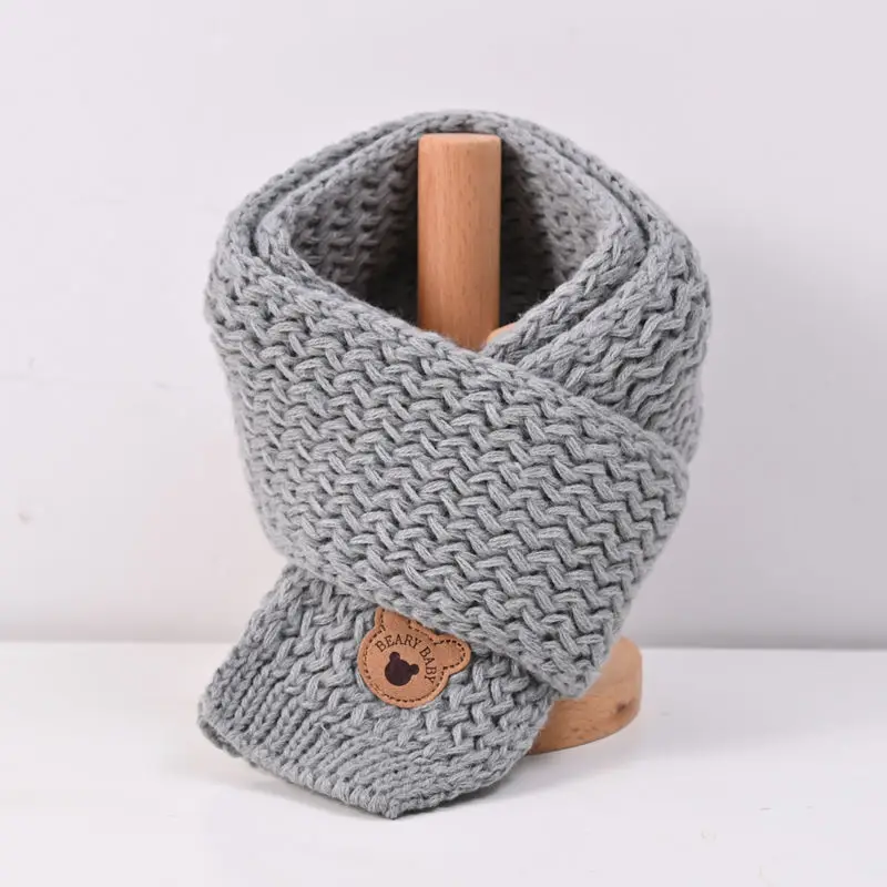 Korean Cartoon Bear Baby Scarf Cute Winter Warm Knitted Boy Girl Neckerchief Soft Outdoor Toddler Kids Neck Warm Scarf