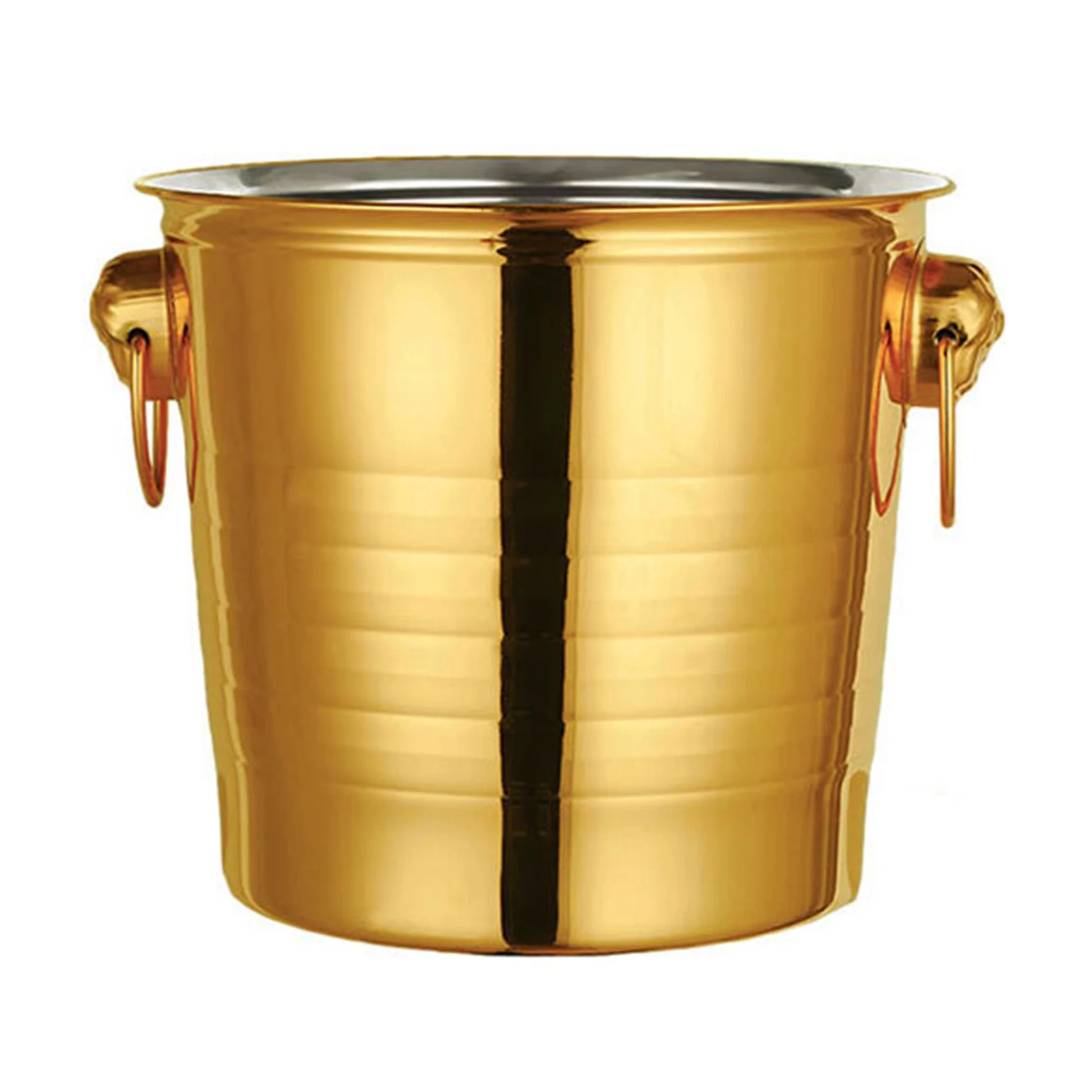 1PC 3L Stainless Steel Ice Bucket Thick Tiger Head Ice Bucket Party (Gold)