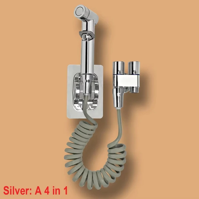 ชุดสเปรย์โถสุขภัณฑ์แบบมือถือฉีดน้ำห้องน้ำอุปกรณ์ห้องน้ำวาวล์สองช่องแอร์ 1