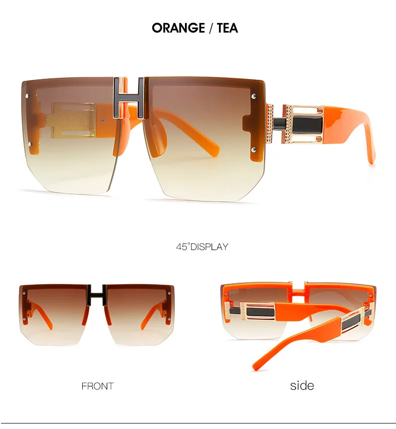 oversized square sunglasses 2022 Luxury Brand Designer Rimless Oversized Sunglasses Women Men Fashion Vintage Square Flat Top Sun Glasses ​Shades UV400 big round sunglasses