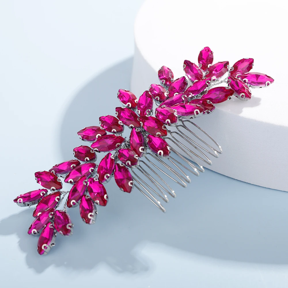 S63cff0d5bb7b4607bdf8ff94860d5fb20 Fashion Rhinestone Hair Comb for Bridal Headpiece 9 Color Wedding Hair Accessories Women Handmade Tiara Headdress Party Headwear Mallzona