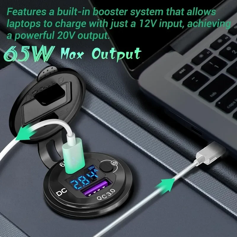 USB ܼƮ Ʈ , 83W   , 65W PD CŸ, 18W QC 3.0, ؾ RV а  ܼƮ , 12V, 24V, ǰ