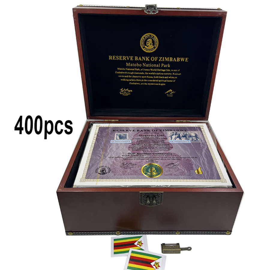 

400pcs/box Zimbabwe Souvenir Coupon Banknotes Top Nonillon Containers dollars scroll with Serial Number Artworks for Collection