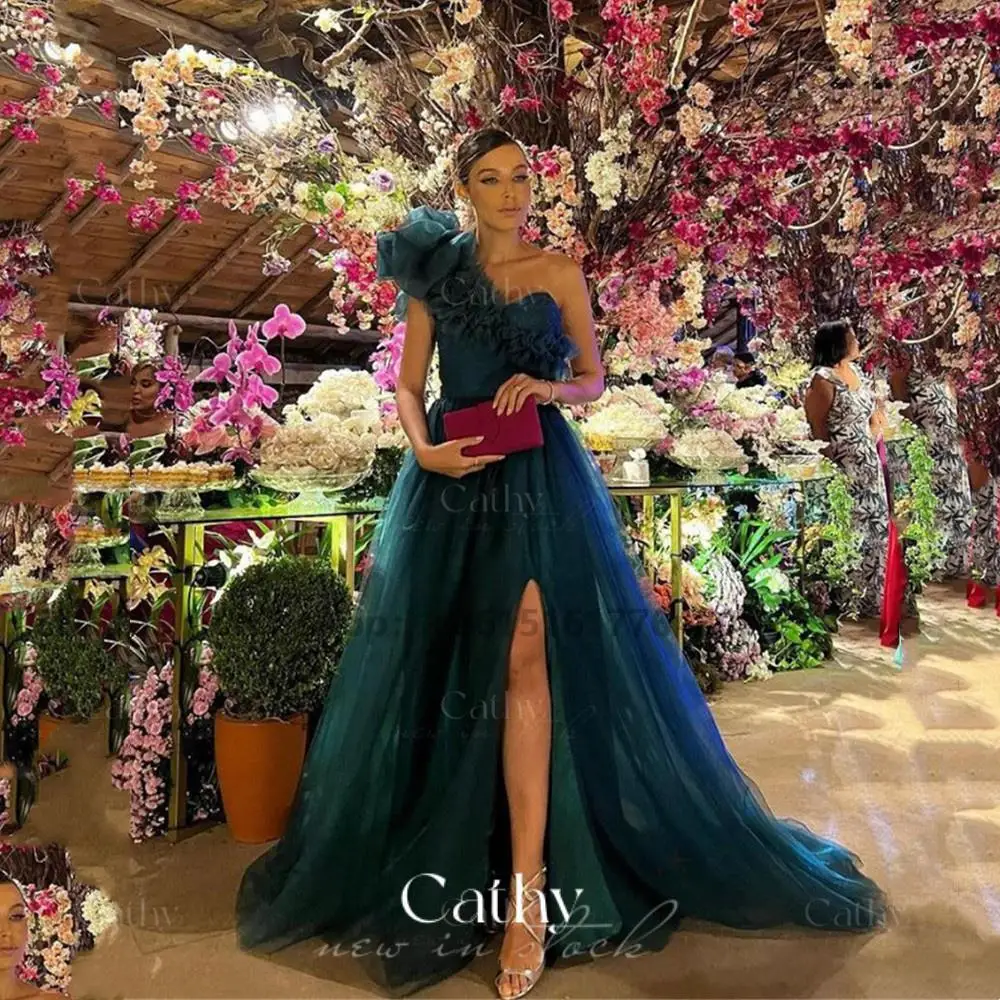 

Gorgeous A-line Prom Dress Sexy One Shoulder Party Dresses Side Split Prom Dresses 2023 Luxury Gowns Sleeveless Robes De Soirée