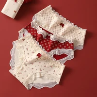 Ensemble de culottes triangulaires pour le jour de noël, sous-vêtements pour femmes, slips en coton, Lingerie Sexy, sous-vêtements intimes en dentelle sans couture 3