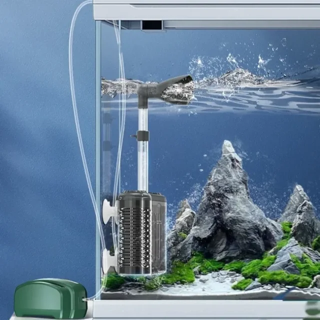 6-IN-1 Aquarium Submersible ตัวกรองภายใน USB ไฟฟ้าถังกรองปลากรองน้ํา Bio-ฟองน้ําปลา Manure เครื่องมือทําความสะอาด 6