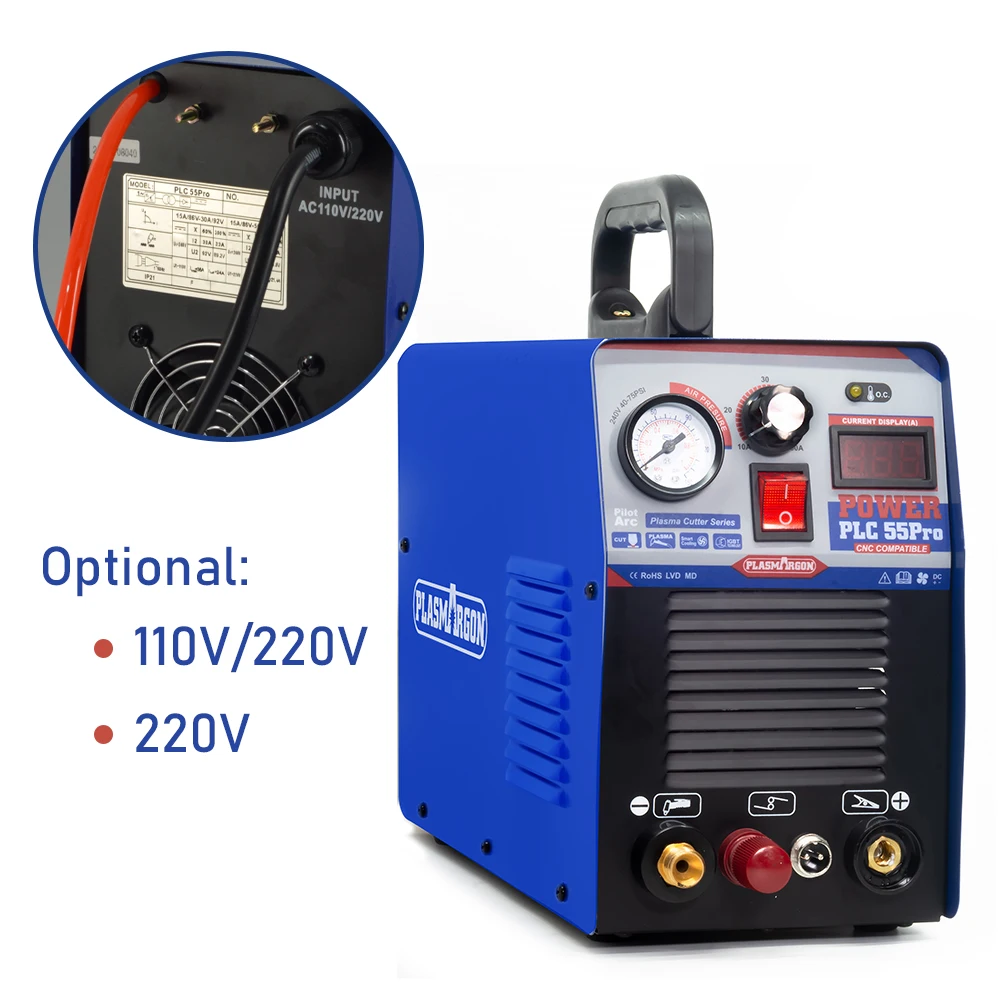 Máquina de Corte de Plasma de Aire Plasmargon con Arco Piloto IGBT y 55A para Cortes Precisos y Eficientes