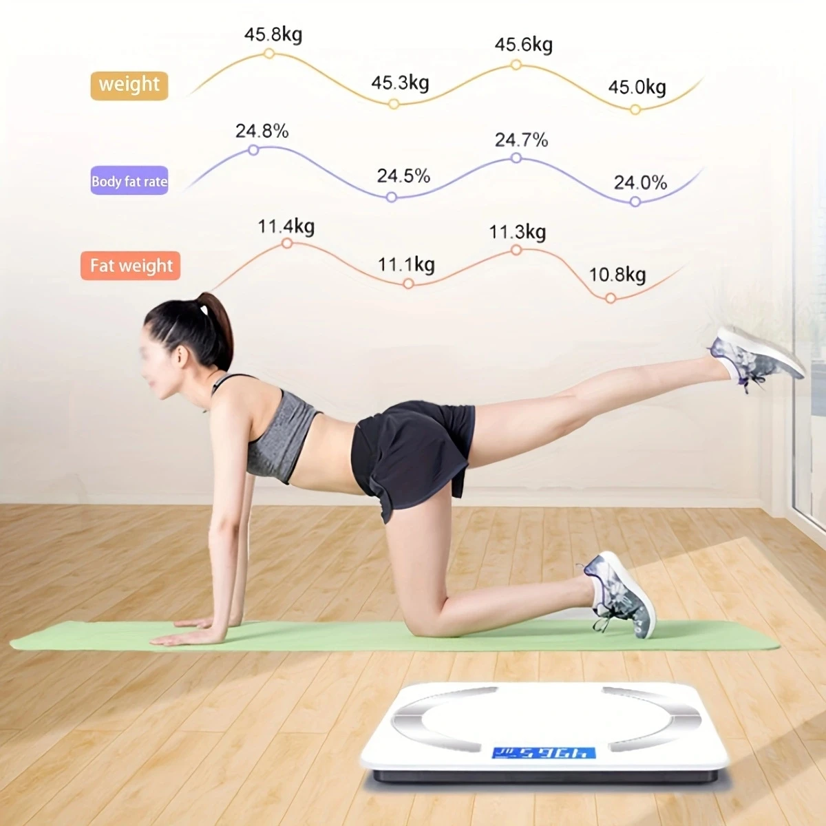 1pc USB rechargeable battery electronic scale, intelligent mode, Bluetooth body fat scale, home weighing ultra-precision.