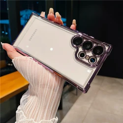 Luxury Transparent Plating Frame Phone Case - Premium Protective Cover - Samsung Galaxy S23 Ultra (Purple Plating Case)