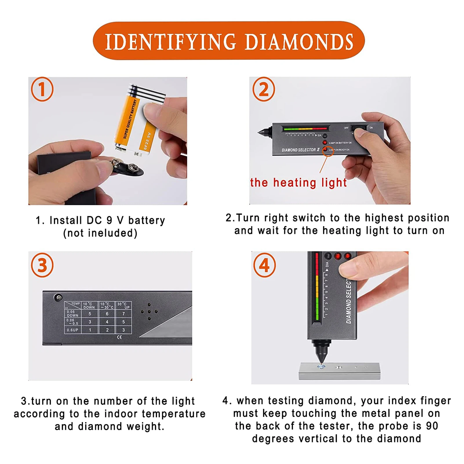 Professional Diamond Selector II, Gem Tester Pen Portable