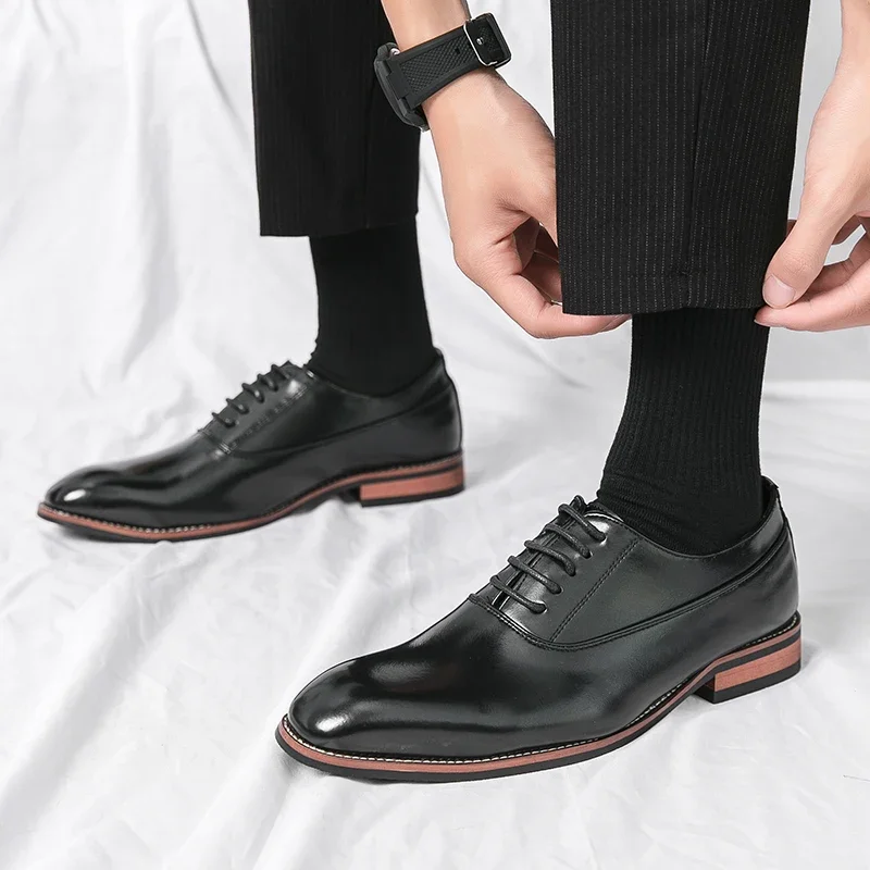 Fashion Business Dress Men Leather Shoes Classic Formal Comfortable Slip On Oxfords Size 46 leather shoes