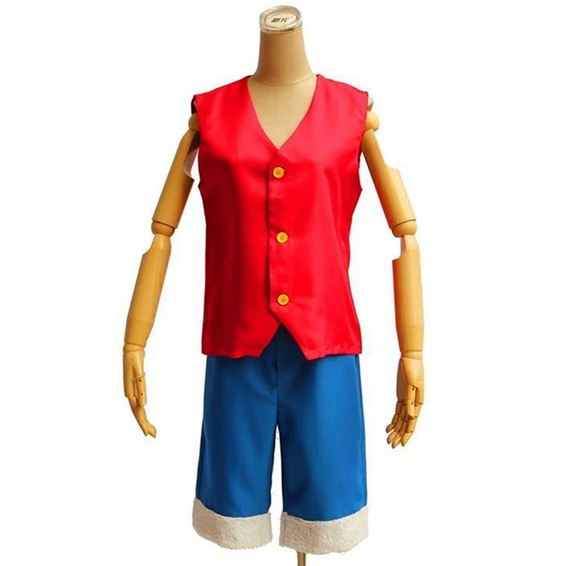 

Один комплект для косплея Аниме Обезьяна D Luffy жилет и брюки красный Талия синие шорты для мужчин