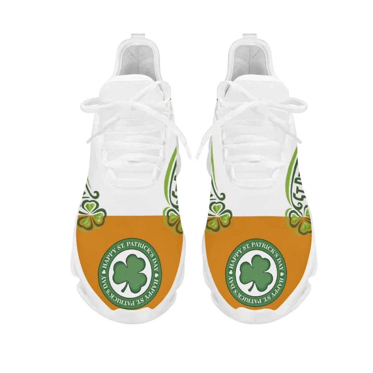New Clover Print Platform Sneakers St. Patrick's Day Trend Vulcanized Shoes Casual Breathable Lightweight Flat Lace-up Shoes