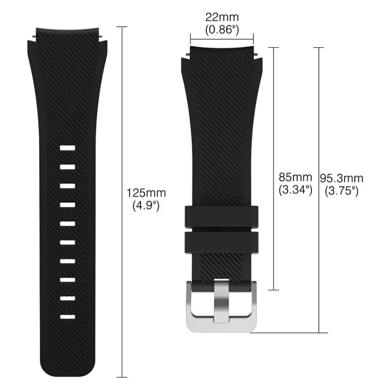Breathable 22mm Silicone Sport Watch Strap