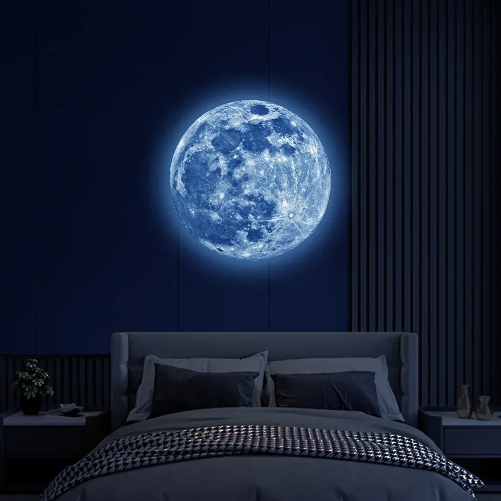 Estetica 3D Luminoso Moon Wall Sticker Glow In The Dark Fluorescente Sticker Pvc Home Kids Room Decalcomanie Wall Decor Wallpaper
