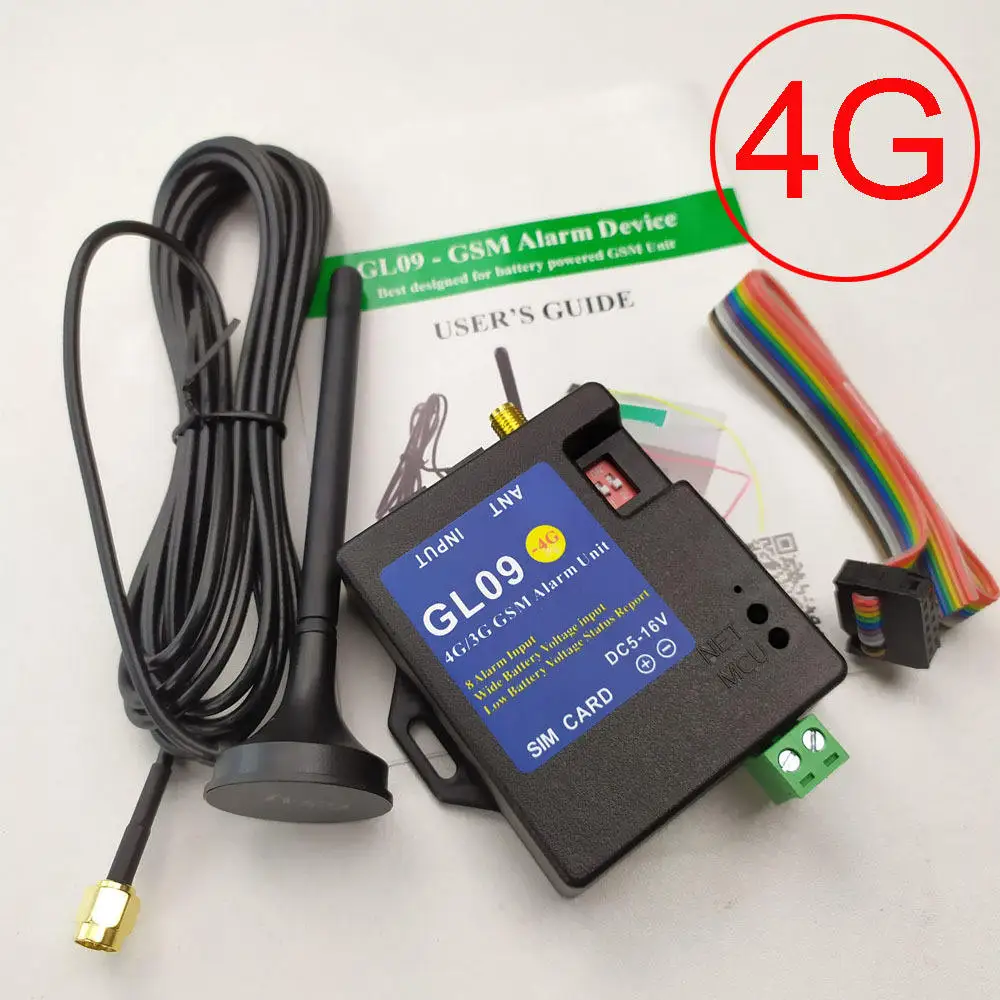 2G 3G 4G GSM 경보 시스템 GL09 8채널 배터리 구동 스마트 경보 장치 보안 저전력 가정 창고 정전 경보