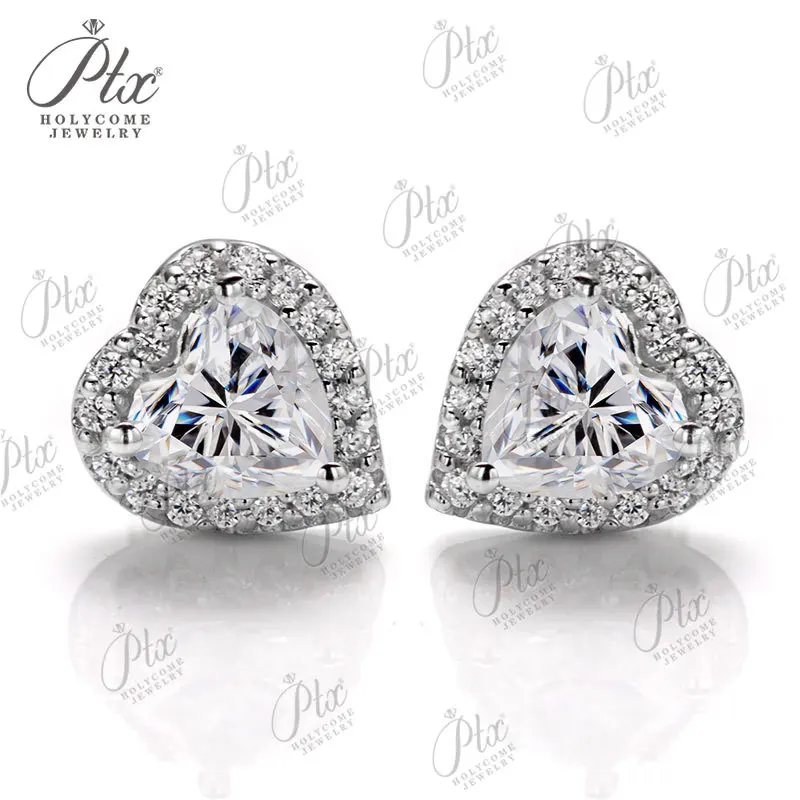 Premium D Herzschliff Moissanit Schmuckset 925 Sterling Silber vergoldet 18K D Farbe Feine Hochzeitsgeschenk Ohrringe – Detail 6