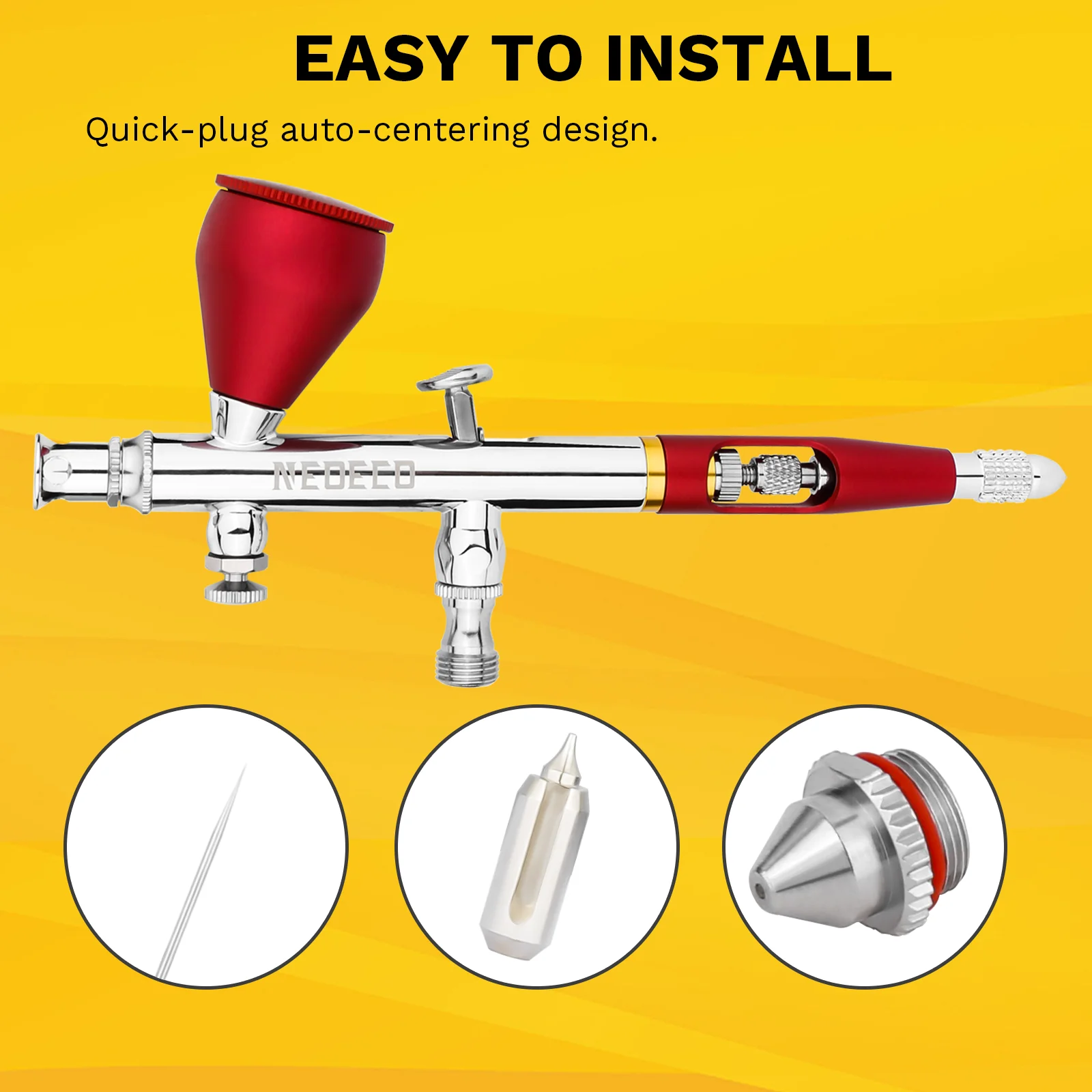 Airbrush Replacement Parts Kit – 0.2mm, 0.3mm, 0.5mm Nozzles, Needles & Caps + Wrench (Fits NCT-SJ81 & Similar) - View #4