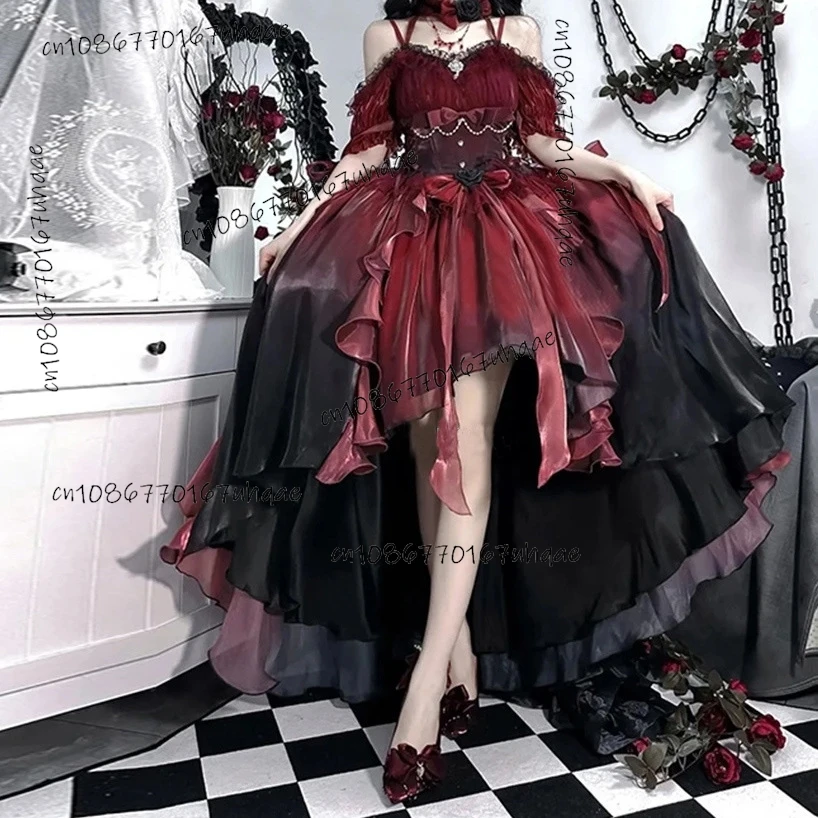 GETADME Green Flower Wedding Dress Cos Lolita Dress Op Dress Lolita Heavy Industry Trail Puffy Princess Dress, Lolita Cosplay