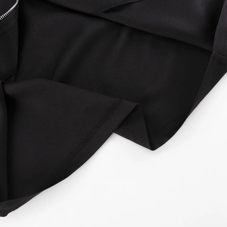 Black Zipper Lapel Maxi Dress For Women Cardigan Fashion Patchwork Vintage Slim High Waist Elegant Streetwear Women Dress