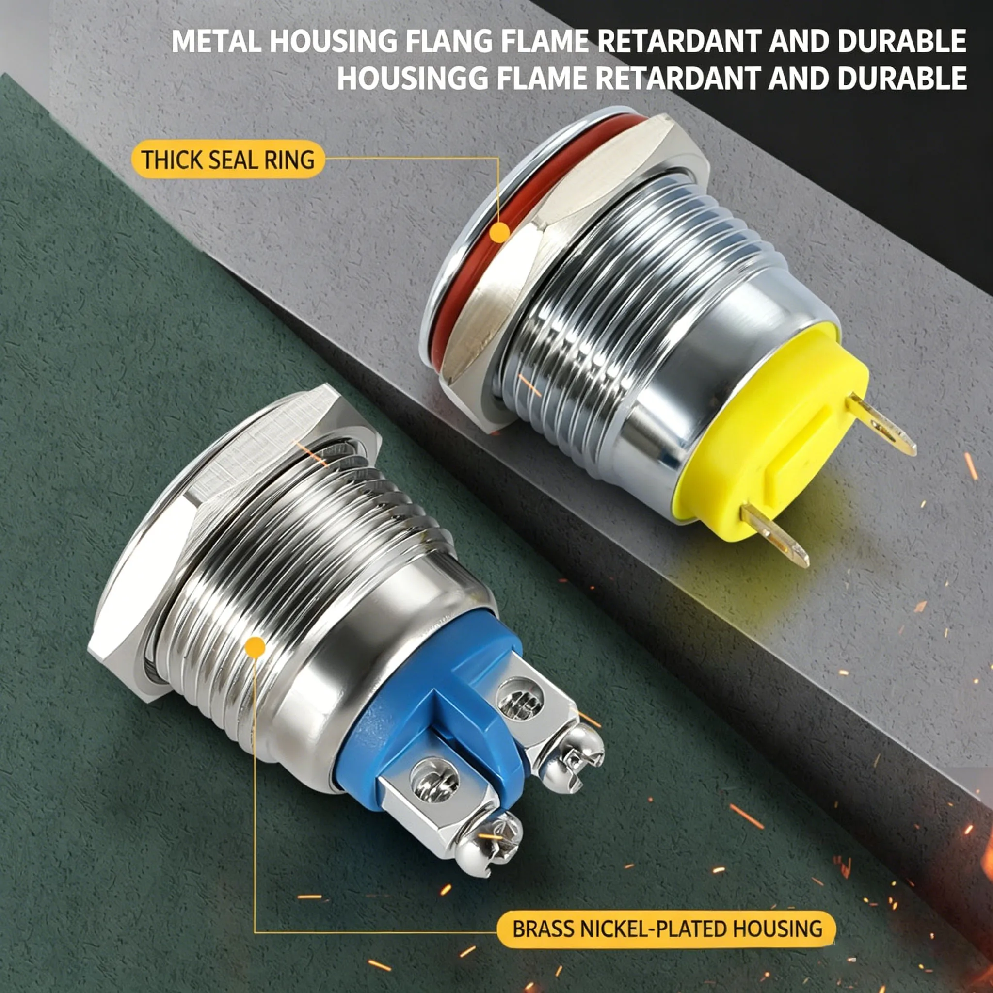 16mm IP66 Waterproof Metal LED Signal Pilot Indicator Light DC 12V 24V AC 220VWire Screw Pins for Industrial Equipme