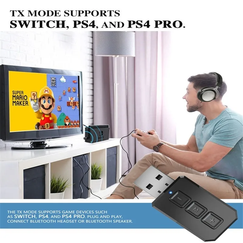 Bluetooth 5.0 Audio Receiver Transmitter 2 IN 1 USB Mini Stereo Bluetooth AUX RCA USB 3.5mm Jack For TV PC Car Wireless Adapter