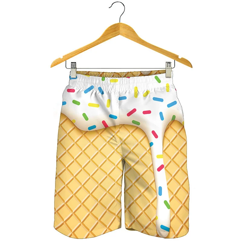 Cartoon Ice Cream Beach Shorts Mens Womens 3d Print Sports Surf Board Shorts Kids Cool Street Short Pants Gym Y2k