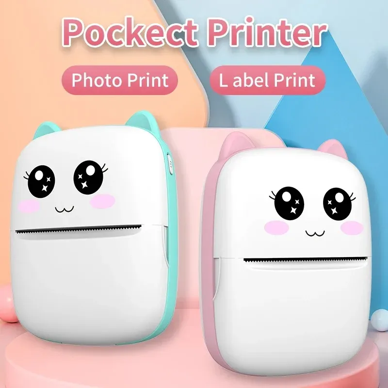 Mini-printer, Thermal Printer Ink-free Portable Sticker Printer Compatible with IOS and Android, Wireless Photo Printing Tags