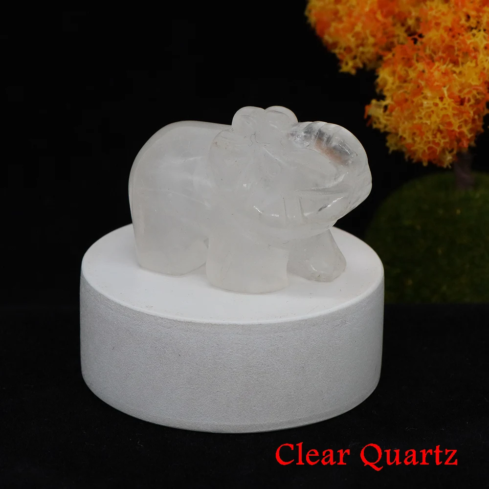 thumbnail image 1 of Estatua de elefante de la suerte de 1,5 pulgadas, Aventurina verde, amatista, piedra de cristal de cuarzo, estatuilla de Feng Shui de la fortuna, animales, decoración artesanal de chakras, 1 of 5