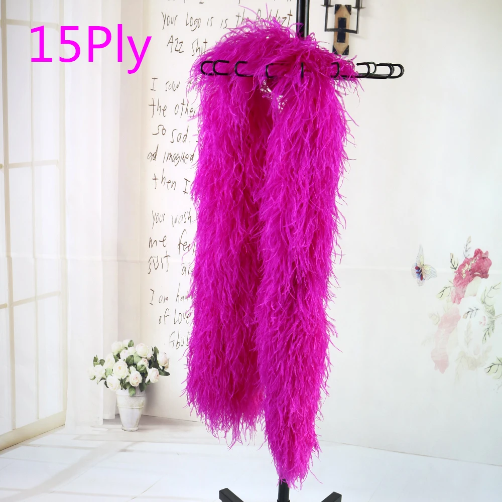 

2ply 3ply 6ply 10ply 15ply Boa Natural Ostrich feather Trim Party Clothing Decoration Shawl 2 Meters Pluma Diy Wedding Shawl