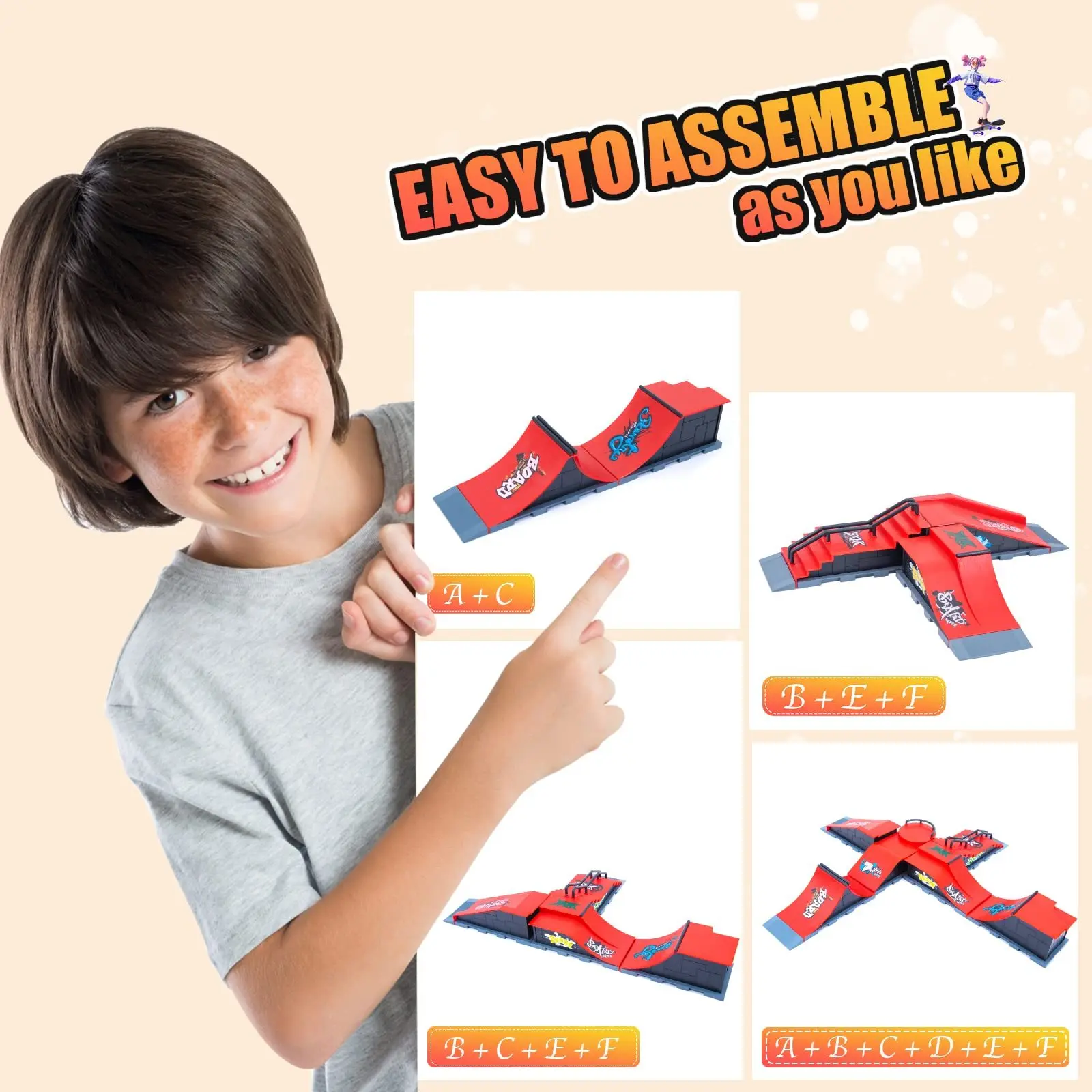Skateboard Ramp Fingerboard Half Pipe Ramp Mini Skateboards Fingers Finger Skateboards Kit Fingerboards for finger skateboard toys,fingerboard set