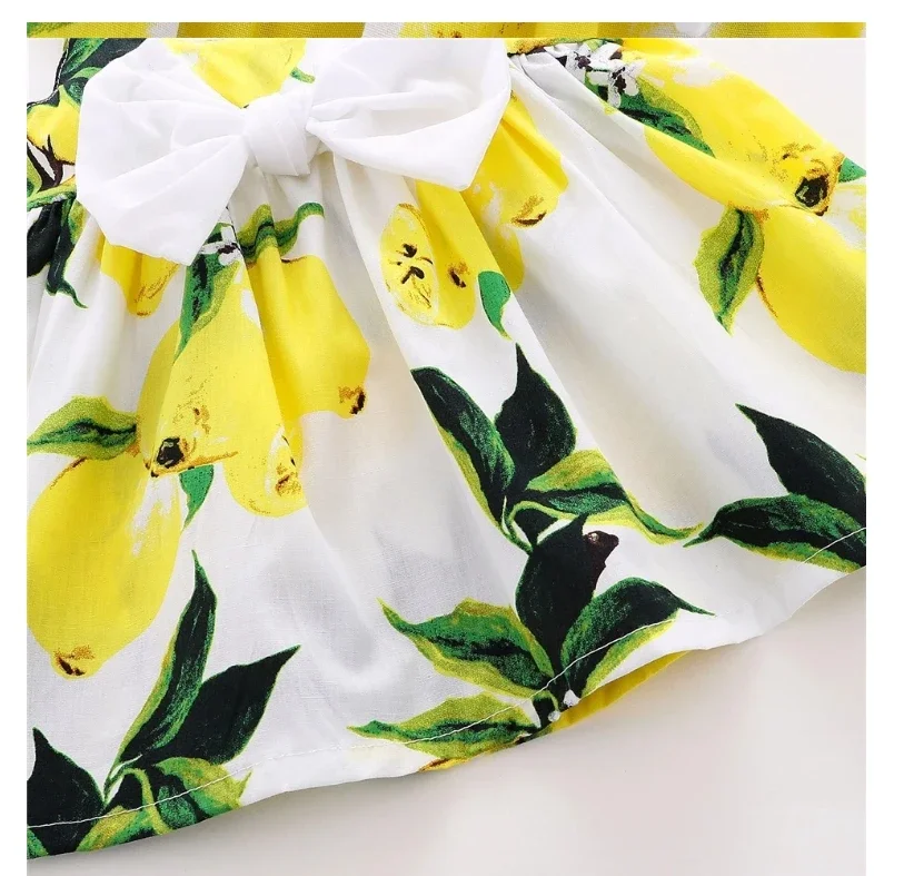 Baby Girl Dress Summer Lemon Print Newborn Infant Christening Gowns Princess Birthday girls dress,baby girl dress