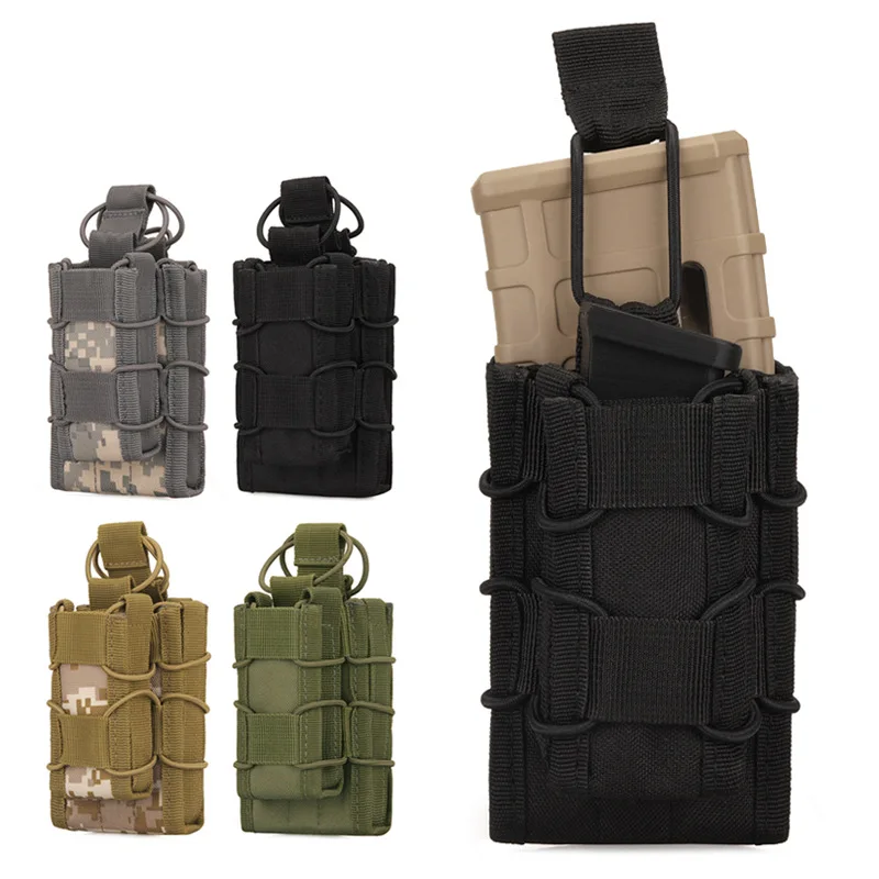 Tactical Molle Double Magazine Pouch Rifle Pistol Mag Pouches 2-Layer Holder 9mm/5.56 Belt Fast Attach Carrier Magazine Set