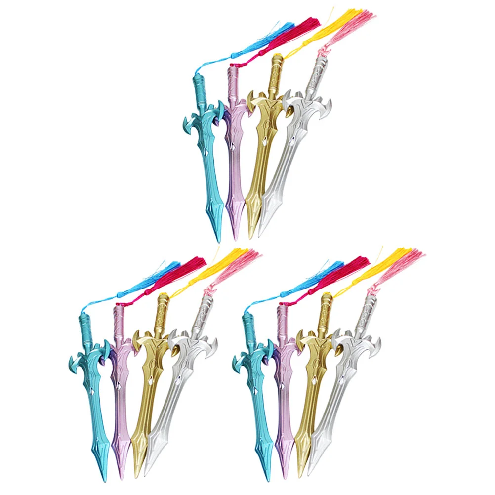 

12 Pcs Come Pen Sword-shaped Writing Plastic Pens Cool Kawaii Stationary Student
