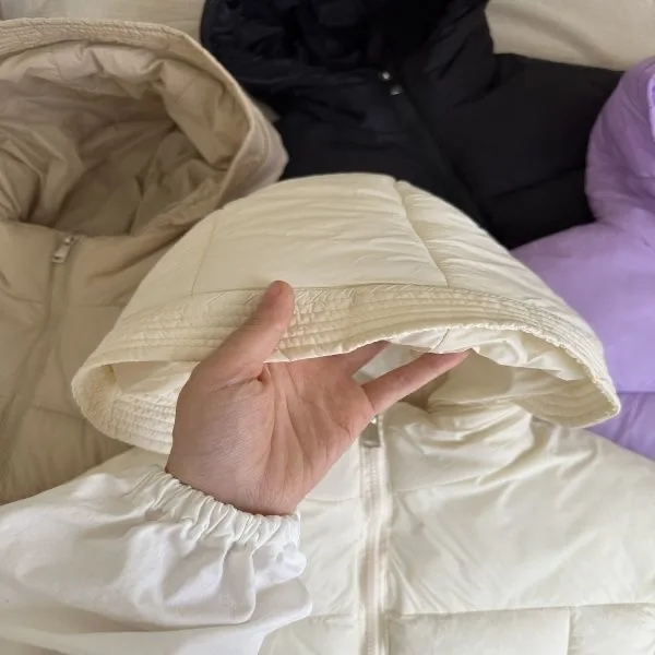 패션  소녀 소년 후드 재킷 면 패딩  두꺼운 코트 겨울 따뜻한 외투 단색  옷 2-10세