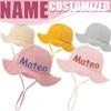 New Baby Pure Cotton Bowl Hat Personalized Embroidered Name Baby Fisherman Hat Candy Color Sunshade Hat  Bonnet Custom Gift 1