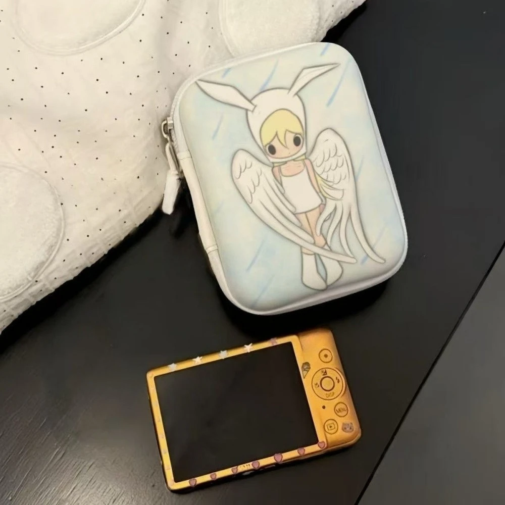 Angel Bunny Girl Iron Storage Box - Subculture Style Organizer for Photos and Small Cards