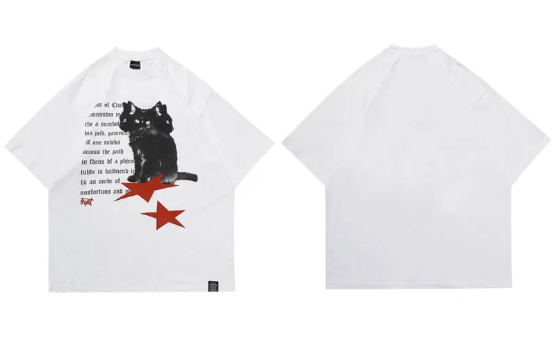 Men's Black Cats Graphic Oversized T-shirt - true deals club
