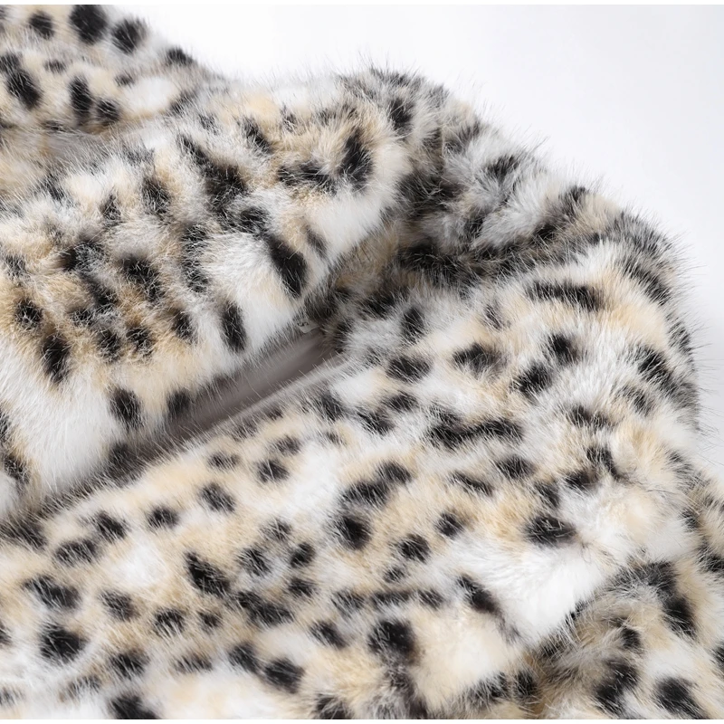 Fashion Animal Lapel Faux Fur Long Coat Women Loose Long Sleeve Pocket Lady Overcoats Autumn Winter Warm Street Thick Outwear