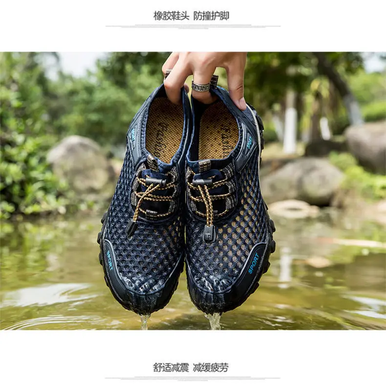 Herren Mesh atmungsaktive Wanderschuhe Sommer rutschfeste weiche Sohle Sportschuhe Outdoor verschleißfeste stoßdämpfende Laufschuhe – Detail 3