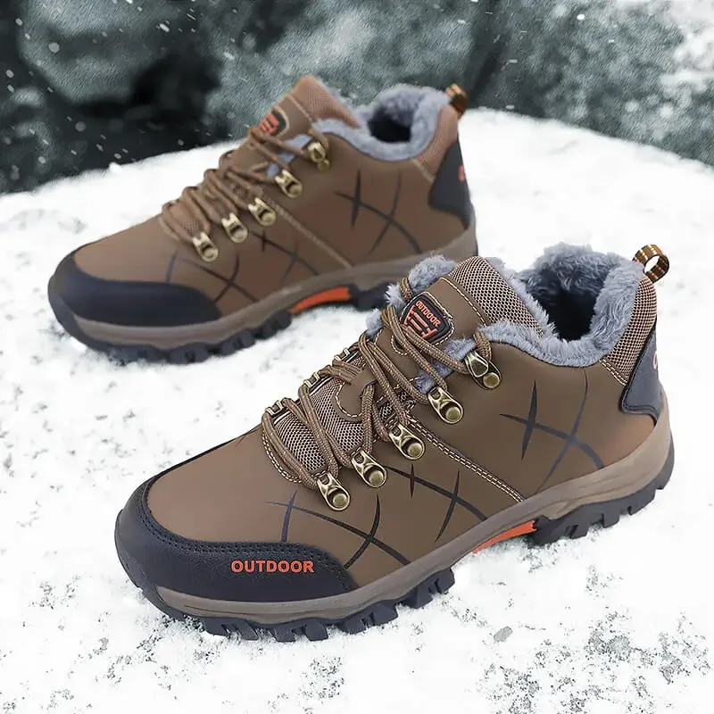 

2024 Big Size 47 Cotton Shoes New High Top Outdoor Hiking Shoes Warm Boots Comfortable Walking Strong Grip Men's Shoes