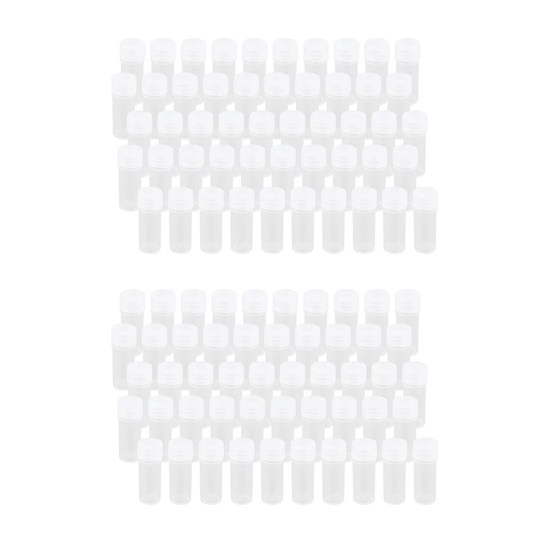 

100X Plastic Sample Bottle 5Ml Test Tube Lab Small Vial Storage Container + Lid