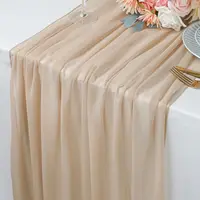 Beige Table Runner Chiffon Table Setting Semi-Sheer Dining Vintage Wedding Party Christmas Banquets Arches Cake Decor 1