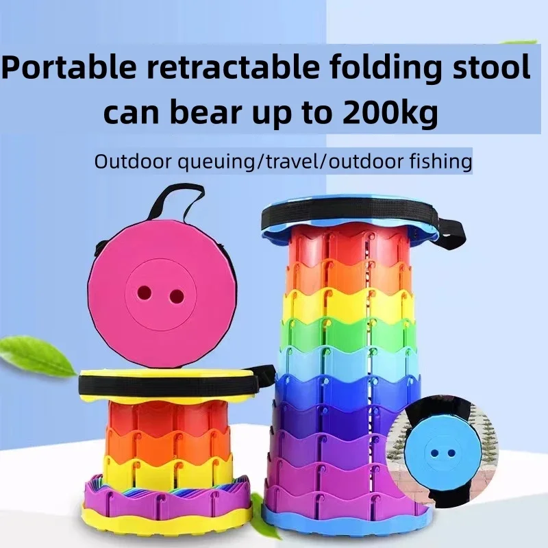 Portable Telescopic Stool Travel Camping Plastic Folding Chair Picnic Seat Queuing Outdoor Retractable Beach Fis Folding Stool,Folding Chair