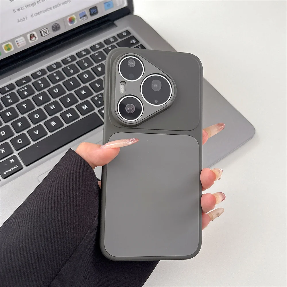 Solid Color Liquid Silicone Phone Case with Camera Lens Protection Cover