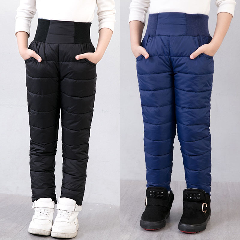 Boys and Girls Winter Clothes High Waist Cotton Padded Thick Warm Trousers Kids Waterproof Ski Pants 2-12 Years