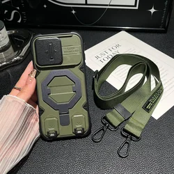 Tactical Magnetic Crossbody Phone Case with Protective Lanyard - iPhone 15 (Green)