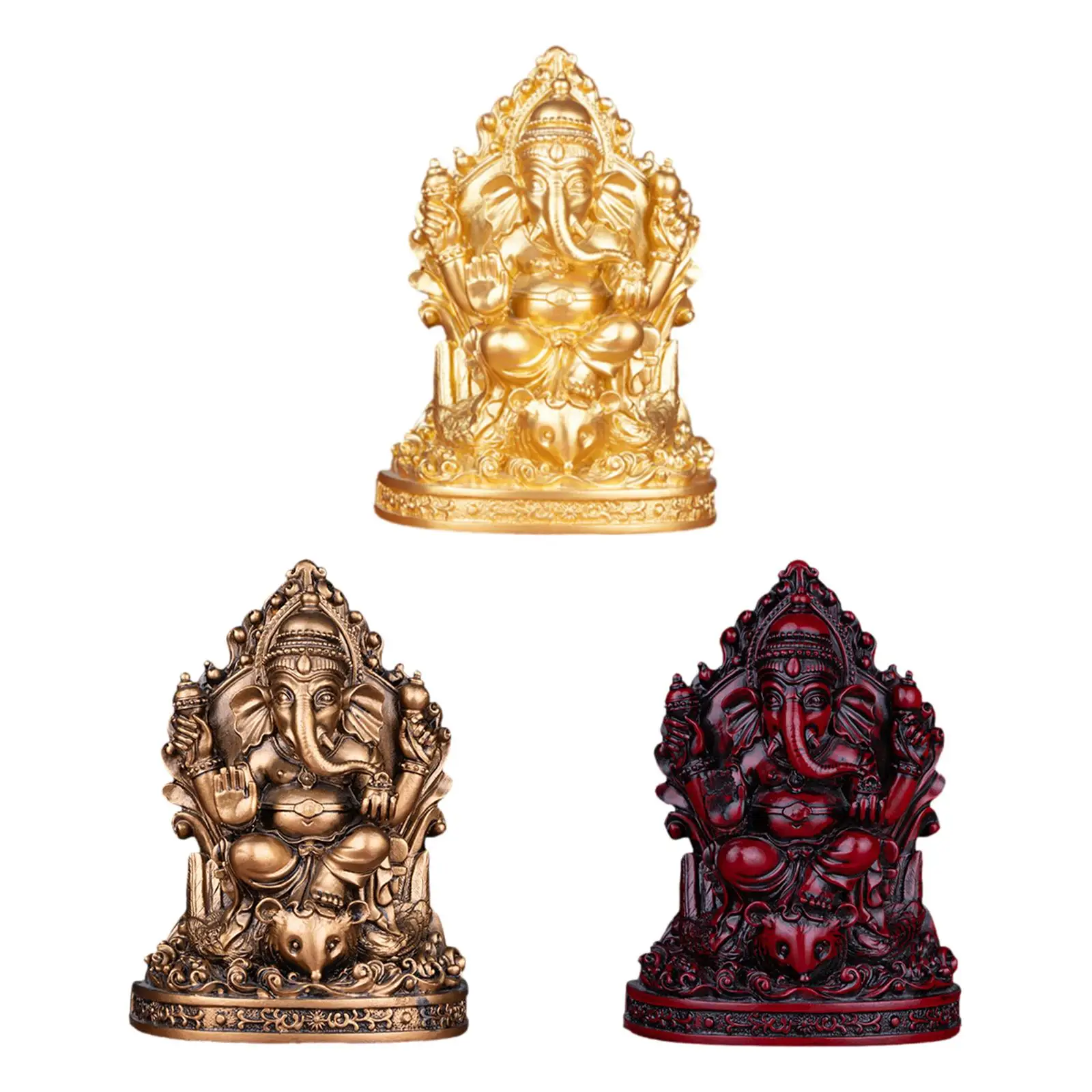 Ganesha 주님 앉아있는 조각상 조각 책상 장식, 실내 장식, 6.3 인치